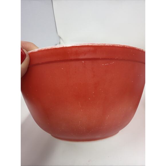 Vintage Pyrex Lot Primary Red 402 Nesting Mixing Bowl 1.5QT & Hostess Bowls - Picture 3 of 16